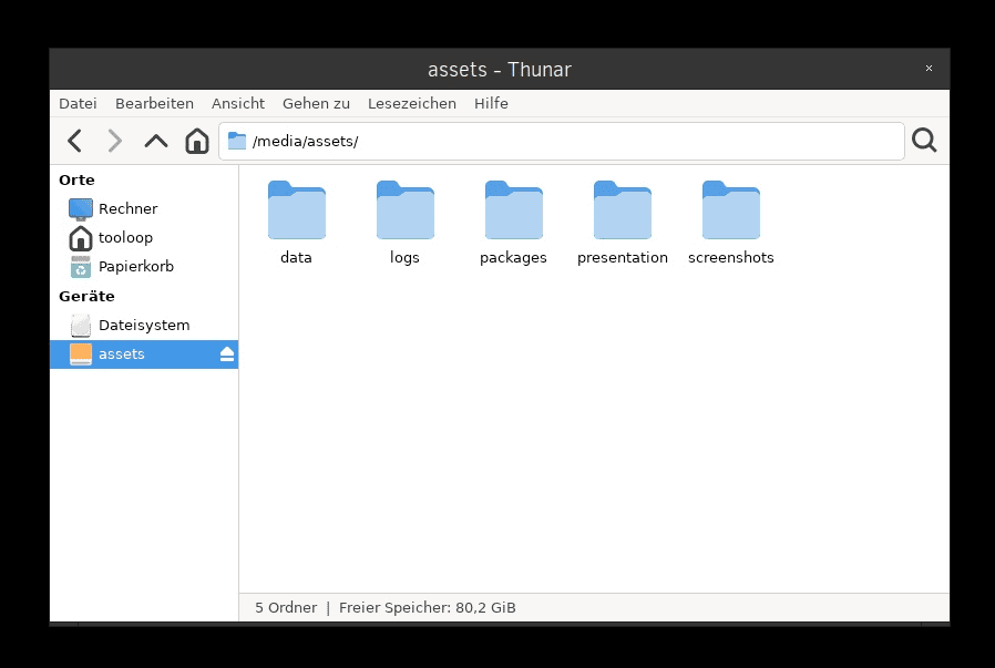Screenshot of the desktop menu